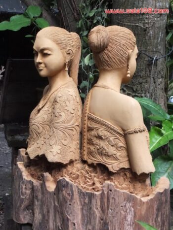 ไม้แกะสลักลอยตัว นางคู่