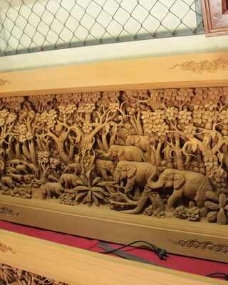 ภาพแกะสลักป่าดงดิบ ช้างป่า