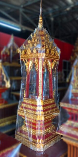 บุษบกไม้สักลงรักปืดทอง สูง 280 ซม.