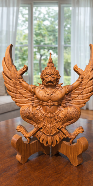 ครุฑไม้สักแกะสลัก