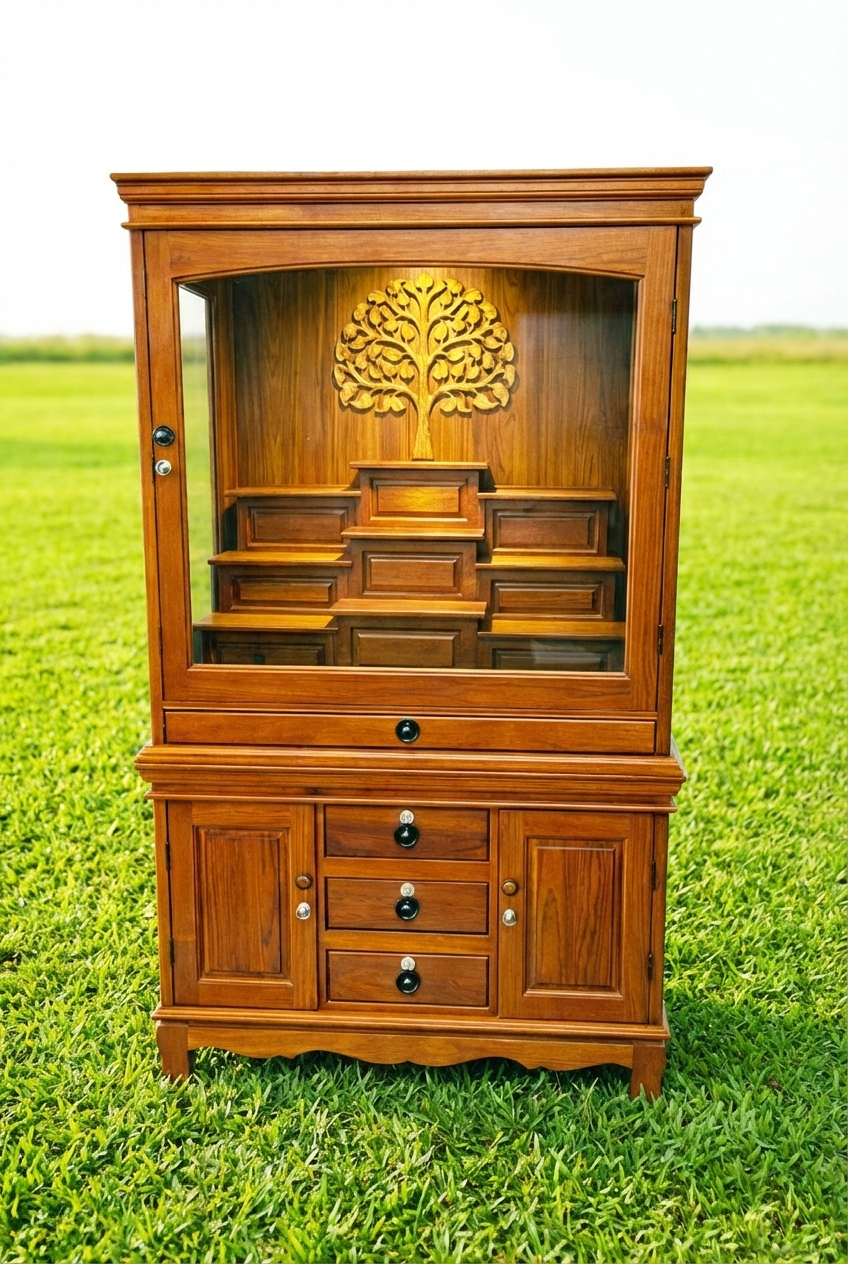 ตู้พระไม้สัก,แท่นวางพระ,ฐานพระไม้สัก